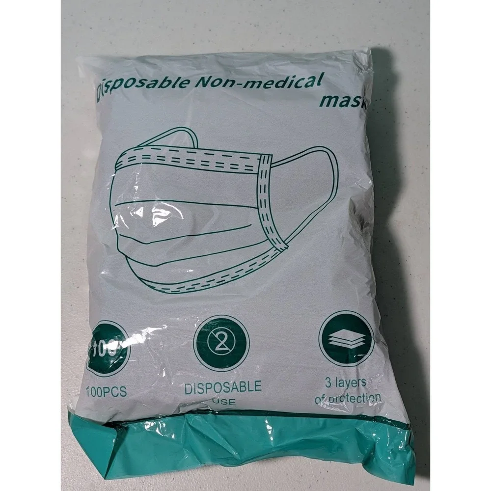 Disposable Non-Medicl Fask Mask 3 Layer Protection 100 Pcs New